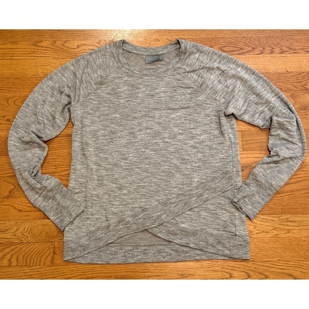 Athleta Gray Space Dye Crossover Tulip Hem Sweatshirt Pullover Medium